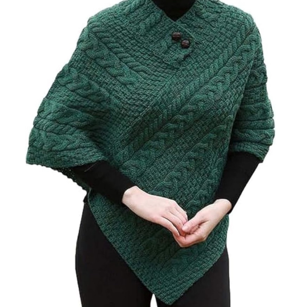 Irish 100% Merino Wool Poncho for Women Made in Ireland NWT